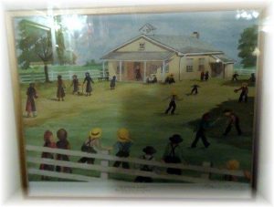 Painting of an Amish one-room schoolhouse